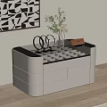 Elegant Modern Jewelry Cabinet With Glass Top Drawers And Decorative Vase