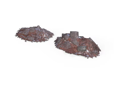 Rusted Metal Decorative Scene Components With Irregular Shape And Rock Texture 3d model