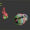 Futuristic Tech Devices Featuring Metallic Structures And Circular Rings On Grey Background