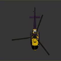 Yellow And Purple Helicopter With Sleek Design And Reflective Surface