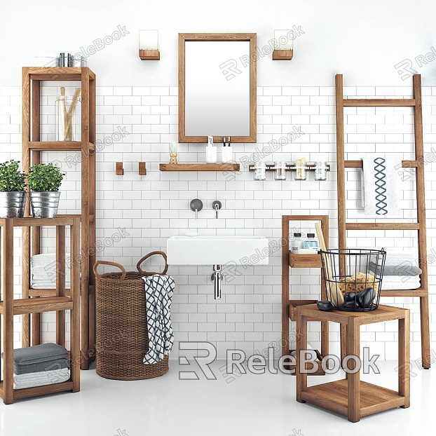 Modern Storage Rack Table Basin Storage Rack Combination model