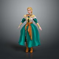 Game and Movie Character Featuring Blonde Hair Green Dress White Collar Yellow Sash Brown Boots