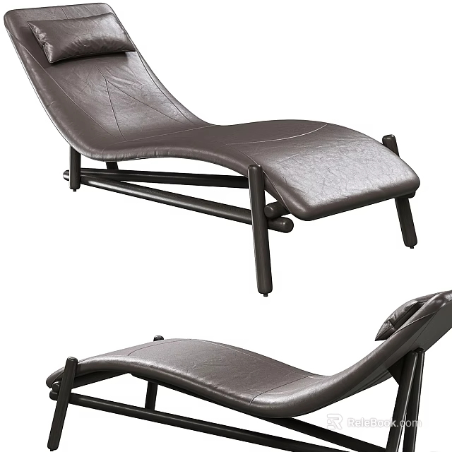 Modern Leather Lounge Chair With Black Metal Frame And Ergonomic Design 3d model 