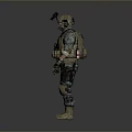 Military Game Movie Character In Camouflage Uniform With Tactical Vest Helmet And Gloves