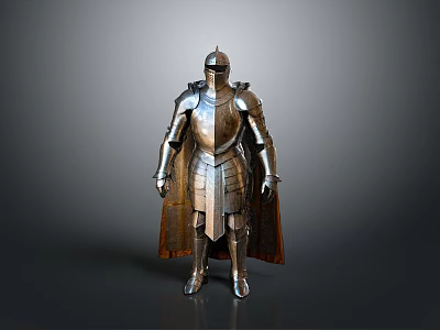 Medieval Knight Armor As Historical Weapon With Full Body Metal Design And Cape 3d model