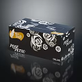 Stylish Black Household Product Package With White Rose Pattern And Pose Petal Design