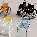 Various Mobility Aids Including Orange Black Wheelchairs Yellow Blue Walking Chairs