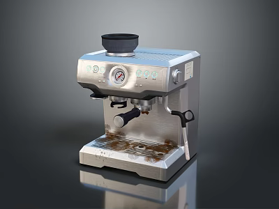 Modern Design Stainless Steel Espresso Coffee Machine With Control Panel And Pressure Gauge 3d model