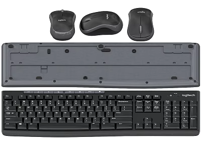 Wireless Computer Keyboard And Three Mice Peripheral With Ergonomic Design 3d model