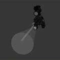 Black Tactical Gun With Attachments And Laser Beam On Grey Background