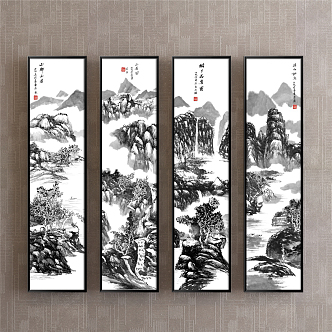 New Chinese Landscape Painting Black and White Living Room Landscape 3d model