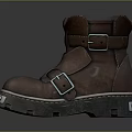 Brown Leather Work Boots With Buckle Straps Thick Rubber Soles And Reflective Toes