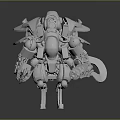 Mechanical Creature Character 3D Model With Armor And Weapon On Base 3d model