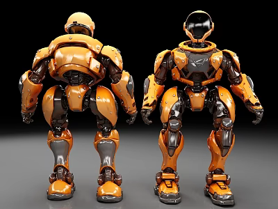Industrial Equipment Robotic Models With Orange And Black Exterior Design 3d model