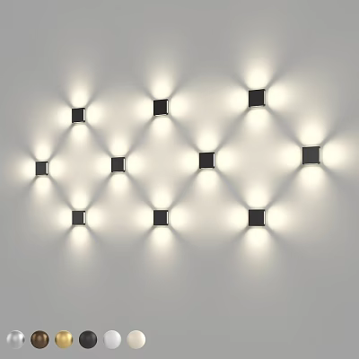 Recessed Spotlights Arranged In Geometric Pattern On White Wall For Ambient Lighting 3d model