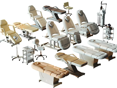 Various Massage Tables With Adjustable Designs And Matching Side Equipment 3d model