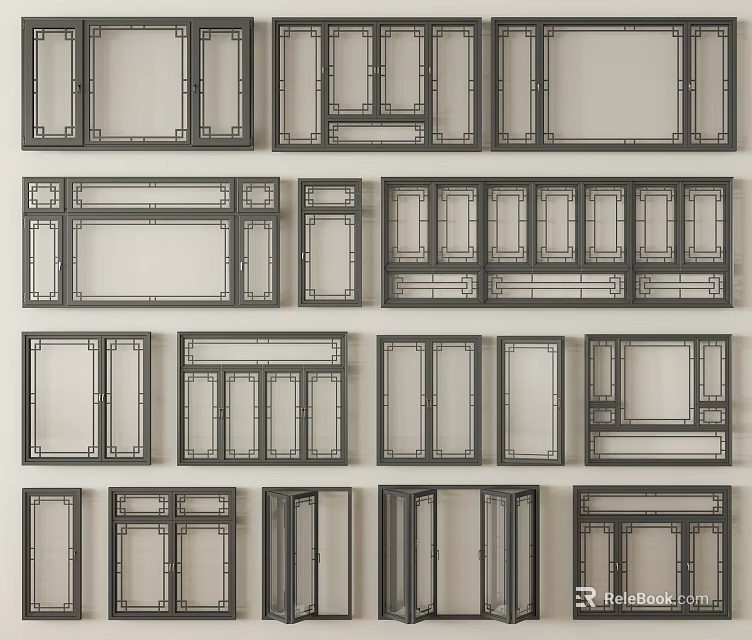 Various Window and Door Frame Design Styles for Home Decoration Projects 3d model