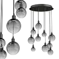 Modern Spherical Glass Pendant Lights With Black Metal Frames For Interior Decor 3d model