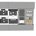 Stylish Modern Kitchen Appliances With Built in Coffee Maker Oven And Storage Shelves