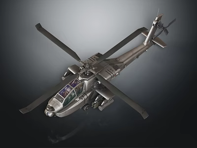 Detailed Military Attack Helicopter With Rotor Blades Cockpit And Weapon Systems 3d model