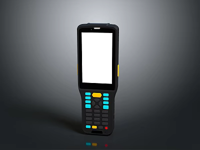 Handheld Daily Use Device With White Screen Colored Buttons And Yellow Side Keys 3d model