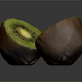 Fresh Ripe Kiwi Fruit Sliced In Half Showing Green Flesh Black Seeds And Yellow Center