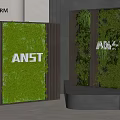 Modern Living Plant Walls With Wooden Frames Branding Letters And Gray Background