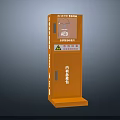 Orange AED Emergency Storage Cabinet With Warning Signs And First Aid Equipment