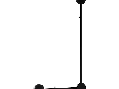 Minimalist Black Metal Wall Lamp With Linear Design And Spherical Light Elements 3d model