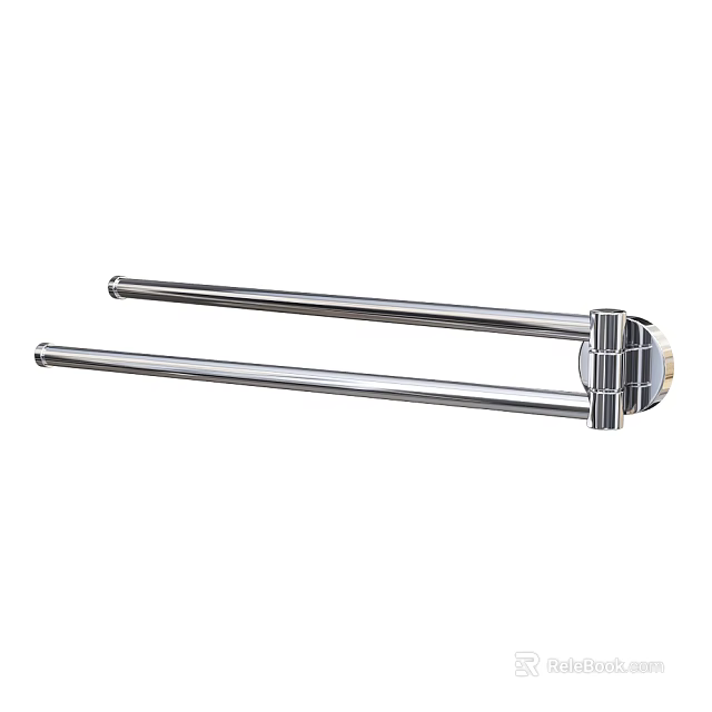 Sleek Double Rod Stainless Steel Towel Rack for Bathroom Daily Use 3d model 