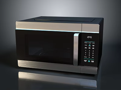 Modern Microwave Oven With Black Door And Digital Control Panel 3d model