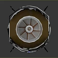 Military Weapon Blue Yellow Metal With Worn Texture And Tubular Design Reflective Surface
