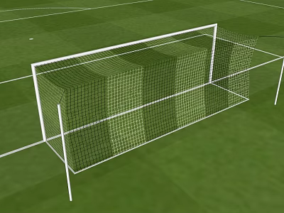 Outdoor Soccer Fitness Training On Green Grass Field With White Goalpost And Net 3d model