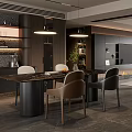Upscale Modern Dining Table Set With Marble Tabletop And Comfortable Upholstered Chairs For Elegant Interiors