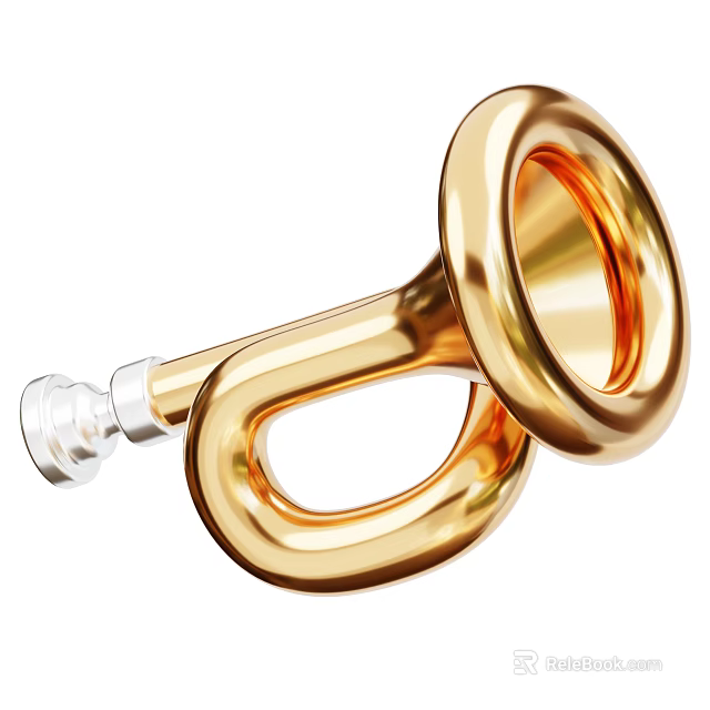 Golden Brass Horn Musical Instrument and Art Supplies for Creative Projects 3d model 