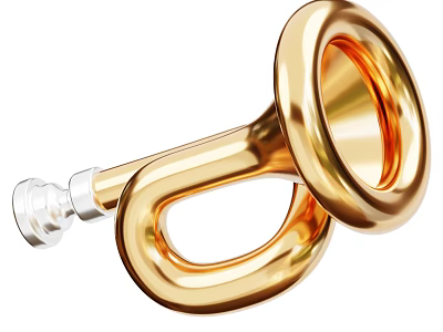 Golden Brass Horn Musical Instrument and Art Supplies for Creative Projects 3d model
