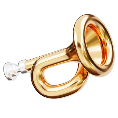 Golden Brass Horn Musical Instrument and Art Supplies for Creative Projects 3d model