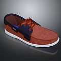 Comfortable Casual Boat Shoes Featuring Brown Upper Navy Blue Accents And White Sole