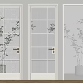 Modern White Frame Grid Glass Panel Swing Doors for Interior Decoration 3d model