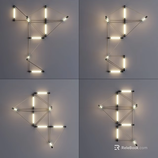 Modern Geometric Wall Light With LED Strip And Metal Frame For Contemporary Interior 3d model 