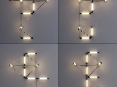 Modern Geometric Wall Light With LED Strip And Metal Frame For Contemporary Interior 3d model