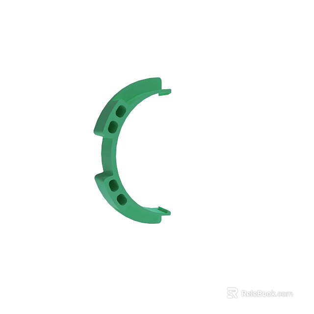 Green Curved Mechanical Part With Multiple Holes And Smooth Surface 3d model 