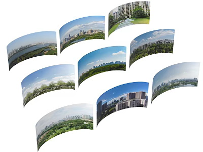 Aerial Planning of Urban Landscape with River Green Spaces and High-Rise Buildings 3d model