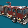 Red Fire Truck With Emergency Lights Ladder And Emblem Design