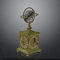 Ornate Antique Clock With Globe Top And Decorative Vintage Base Design