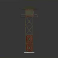 Observation Tower With Green Roof Red Frame Structure And White Base