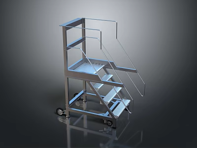 Sturdy Metal Sports Equipment with Steps Handrails and Wheels for Athletic Training Use 3d model