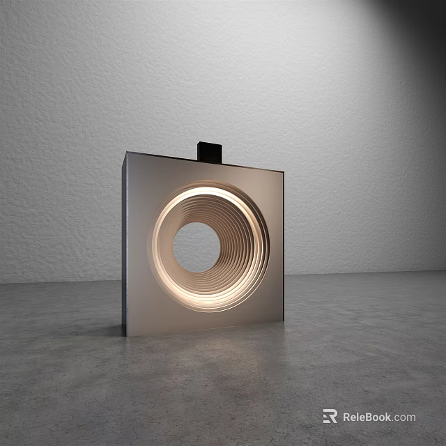 Modern Minimalist Decorative Light With Square Design Featuring Circular Metal Light Area 3d model 