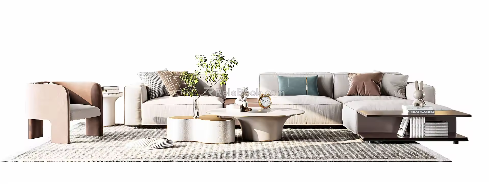 Modern sofa coffee table combination 3d model