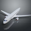 White Airplane Model With Twin Engines Detailed Wings And Smooth Fuselage On Dark Reflective Background